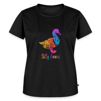 Silly Goose On The Loose Funny Goose Meme - Frauen Premium Bio T-Shirt - Schwarz - Vorne - Selfina (174cm)