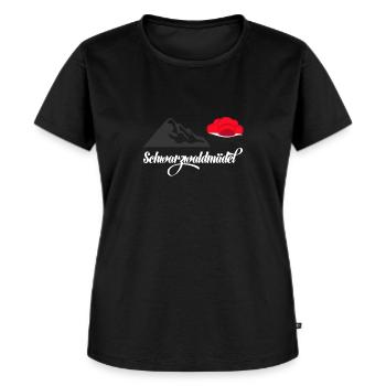 Schwarzwälder Bollenhut Schwarzwaldmädel - Frauen Premium Bio T-Shirt - Schwarz - Vorne - Selfina (174cm)