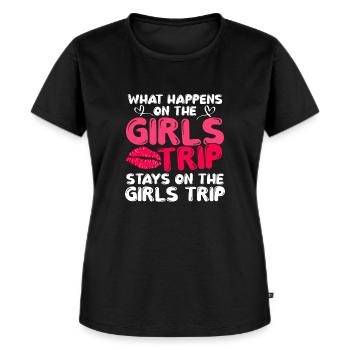 Girls Weekend Trip Whats Happens On The Girls Trip - Frauen Premium Bio T-Shirt - Schwarz - Vorne - Selfina (174cm)