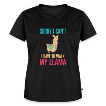Lama Geschenk Lama Liebhaber Geschenk - Frauen Premium Bio T-Shirt - Schwarz - Vorne - Selfina (174cm)