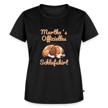 Martha´s Offizielles Schlafshirt - Frauen Premium Bio T-Shirt - Schwarz - Vorne - Selfina (174cm)