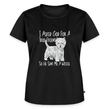 West Highland White Terrier Westie - Frauen Premium Bio T-Shirt - Schwarz - Vorne - Selfina (174cm)