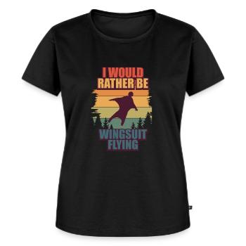 Retro Wingsuit Flying Skydiving Wingsuit Jumping - Frauen Premium Bio T-Shirt - Schwarz - Vorne - Selfina (174cm)