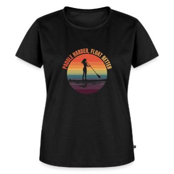 Paddleboarding Girl Retro Sup Wassersport - Frauen Premium Bio T-Shirt - Schwarz - Vorne - Selfina (174cm)