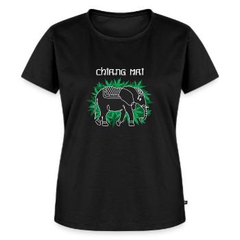 Travel to Chiang Mai Funny Chiang Mai Backpacker - Frauen Premium Bio T-Shirt - Schwarz - Vorne - Selfina (174cm)