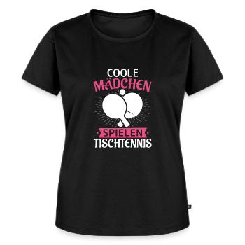 Mädchen spielen Tischtennis Geschenk - Frauen Premium Bio T-Shirt - Schwarz - Vorne - Selfina (174cm)