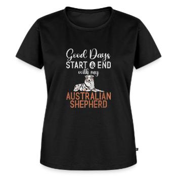 Australian Shepherd Geschenke - Frauen Premium Bio T-Shirt - Schwarz - Vorne - Selfina (174cm)