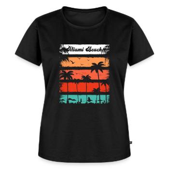 Miami Beach Shirt - Frauen Premium Bio T-Shirt - Schwarz - Vorne - Selfina (174cm)