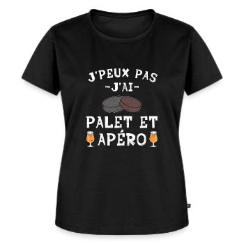 Palet Apéro Humour - T-shirt Premium bio Femme - noir - Devant - Selfina (174cm)