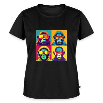 Pop Art Affen - Frauen Premium Bio T-Shirt - Schwarz - Vorne - Selfina (174cm)