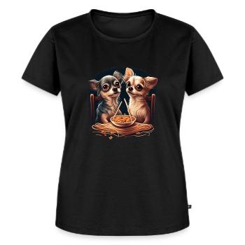 Chihuahua | Amour Spaghetti | La Belle | Chien | - T-shirt Premium bio Femme - noir - Devant - Selfina (174cm)