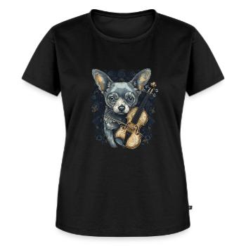 Chihuahua | Aloha Ukulele Hawaii Gitarre Lustiger - Frauen Premium Bio T-Shirt - Schwarz - Vorne - Selfina (174cm)