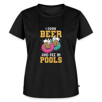 Komisch Pinkeln Ich In Öffentlichen Pools - Frauen Premium Bio T-Shirt - Schwarz - Vorne - Selfina (174cm)