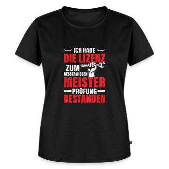 Meisterprüfung bestanden Besserwissen - Frauen Premium Bio T-Shirt - Schwarz - Vorne - Selfina (174cm)