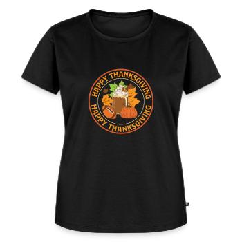 Happy Thanksgiving Tis The Season Hello Autumn - Frauen Premium Bio T-Shirt - Schwarz - Vorne - Selfina (174cm)