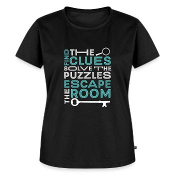 Challenge Find Clues Solve The Puzzles Escape Room - Women's Premium Organic T-shirt - black - Front - Selfina (174cm)