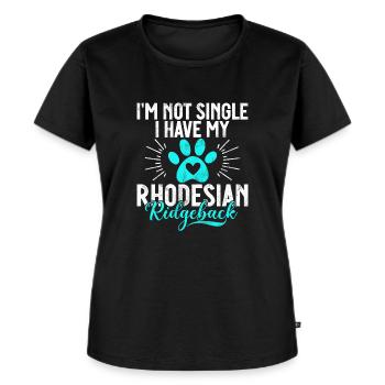 Rhodesian Ridgeback Gifts - Frauen Premium Bio T-Shirt - Schwarz - Vorne - Selfina (174cm)