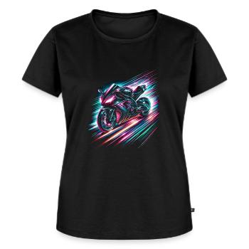 Neon Speed Demon: High-Velocity Light Trails - Women's Premium Organic T-shirt - black - Front - Selfina (174cm)