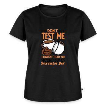 Deuxième tasse de sarcasme humoristique - T-shirt Premium bio Femme - noir - Devant - Selfina (174cm)