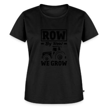 Rangée par rangée, nous cultivons le tracteur - T-shirt Premium bio Femme - noir - Devant - Selfina (174cm)