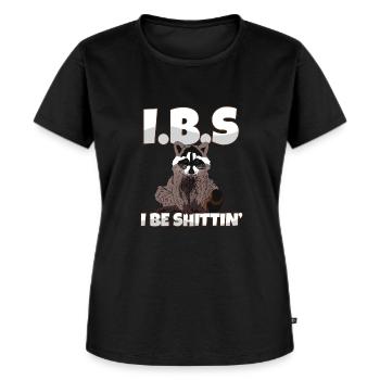 IBS Awareness Raccoon I Be Shittin Toilet Joke - Frauen Premium Bio T-Shirt - Schwarz - Vorne - Selfina (174cm)