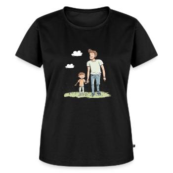 Vater und Sohn - Frauen Premium Bio T-Shirt - Schwarz - Vorne - Selfina (174cm)