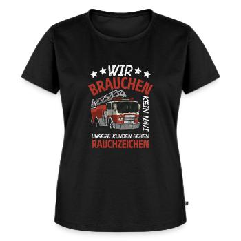 Feuerwehr Feuerwehrauto rauchzeichen - Frauen Premium Bio T-Shirt - Schwarz - Vorne - Selfina (174cm)