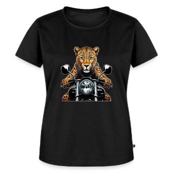 LEOPARD MOTORRAD - Frauen Premium Bio T-Shirt - Schwarz - Vorne - Selfina (174cm)