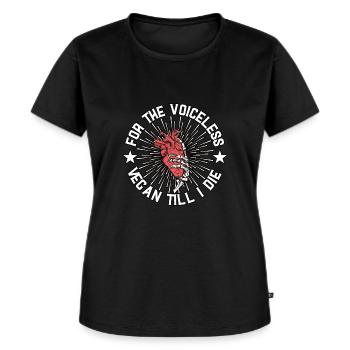 Pour le végétalien sans voix jusqu’à ma mort - T-shirt Premium bio Femme - noir - Devant - Selfina (174cm)