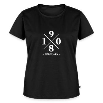 Anniversaire Minimal Février 1980 - Simple - T-shirt Premium bio Femme - noir - Devant - Selfina (174cm)