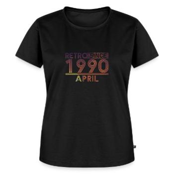 Retro Birthday April 1990 - Sunset line - Women's Premium Organic T-shirt - black - Front - Selfina (174cm)