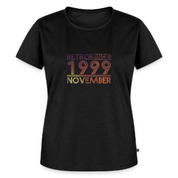 Retro Geburtstag November 1999 - Sunset line - Frauen Premium Bio T-Shirt - Schwarz - Vorne - Selfina (174cm)