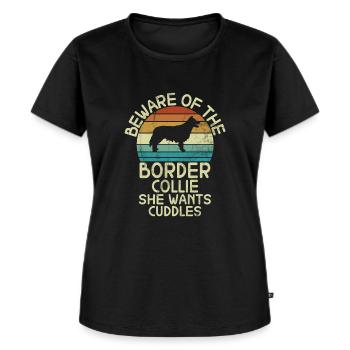 Border Collie Gifts - Frauen Premium Bio T-Shirt - Schwarz - Vorne - Selfina (174cm)