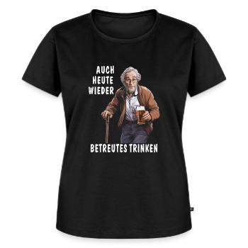 AUCH HEUTE WIEDER BETREUTES TRINKEN - Frauen Premium Bio T-Shirt - Schwarz - Vorne - Selfina (174cm)