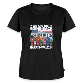 We Are Not Going Back Harris-Walz 2024 Political - Frauen Premium Bio T-Shirt - Schwarz - Vorne - Selfina (174cm)