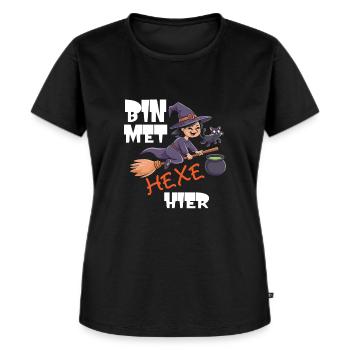 Bin mit der Hexe Lustiges Halloween - Frauen Premium Bio T-Shirt - Schwarz - Vorne - Selfina (174cm)