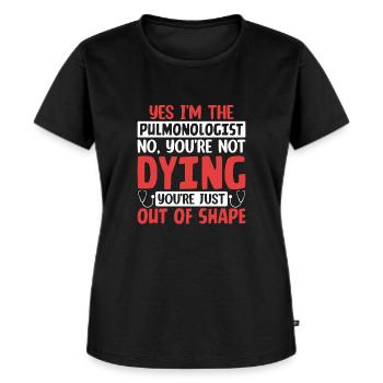 Ja, ich bin der Pneumologe Lustige Lungenschuhe RT - Frauen Premium Bio T-Shirt - Schwarz - Vorne - Selfina (174cm)
