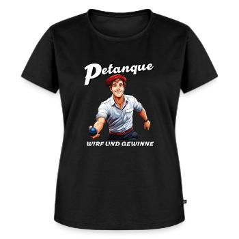 PÉTANQUE LANCE ET GAGNE - T-shirt Premium bio Femme - noir - Devant - Selfina (174cm)