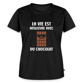 Humour Chocolat - T-shirt Premium bio Femme - noir - Devant - Selfina (174cm)