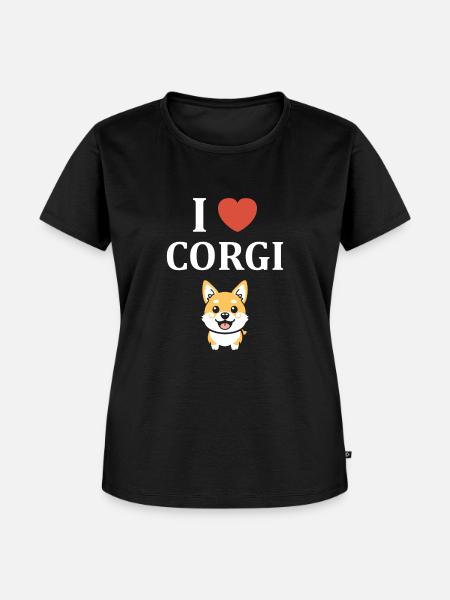Corgi - Frauen Premium Bio T-Shirt - Schwarz