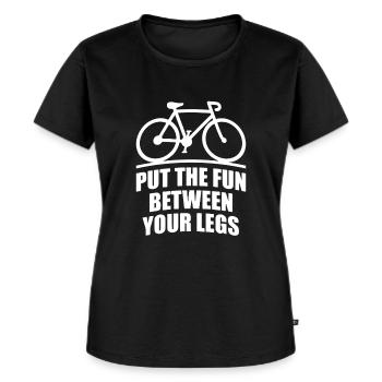 Bringen Sie den Spaß zwischen Ihre Beine - Frauen Premium Bio T-Shirt - Schwarz - Vorne - Selfina (174cm)