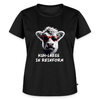 Lustige Kuh mit Sonnenbrille Witzige Sprüche Humor - Frauen Premium Bio T-Shirt - Schwarz - Vorne - Selfina (174cm)