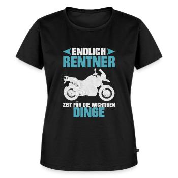 Endlich Rentner Motorrad - Frauen Premium Bio T-Shirt - Schwarz - Vorne - Selfina (174cm)
