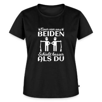 Einer von uns beiden Sportschütze Königskompanie - Frauen Premium Bio T-Shirt - Schwarz - Vorne - Selfina (174cm)