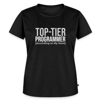 Top-Programmierer (laut meiner Mama) - Frauen Premium Bio T-Shirt - Schwarz - Vorne - Selfina (174cm)