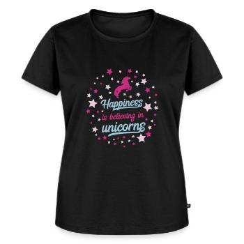 Einhorn-Shirt für Mädchen, lila Shirt mit Sternen - Frauen Premium Bio T-Shirt - Schwarz - Vorne - Selfina (174cm)