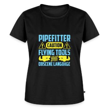 Pipefitter's Caution - Frauen Premium Bio T-Shirt - Schwarz - Vorne - Selfina (174cm)