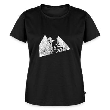 Mountainbiken Geschenk Mountainbiker Berg - Frauen Premium Bio T-Shirt - Schwarz - Vorne - Selfina (174cm)