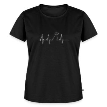 Herzschlag Vizsla - Frauen Premium Bio T-Shirt - Schwarz - Vorne - Selfina (174cm)