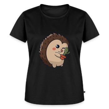 Stacheliger Igel - Frauen Premium Bio T-Shirt - Schwarz - Vorne - Selfina (174cm)